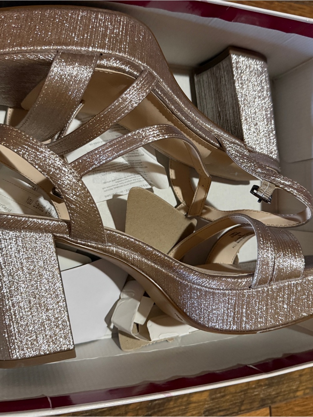 Xappeal Champagne Platform Block Heel Sandals